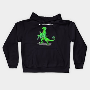 Karatesaurus - green for dark backgrounds Kids Hoodie